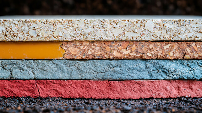 Detailed cross-section of sustainable building materials in construction, promoting eco-friendly innovation