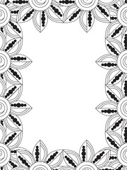 All these designs are hand-drawn and unique 
Flower Border is a Beautiful black and white illustration for adult coloring book,
This is a printable Beautiful Zentangle Coloring page for KDP Interior,
