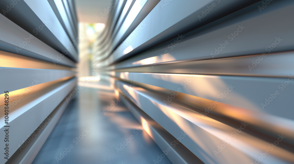 Poster abstract background 3d wallpaper with layered 3d panels with soft light passing through.