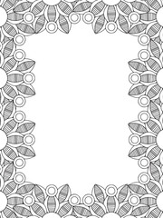 All these designs are hand-drawn and unique 
Flower Border is a Beautiful black and white illustration for adult coloring book,
This is a printable Beautiful Zentangle Coloring page for KDP Interior,