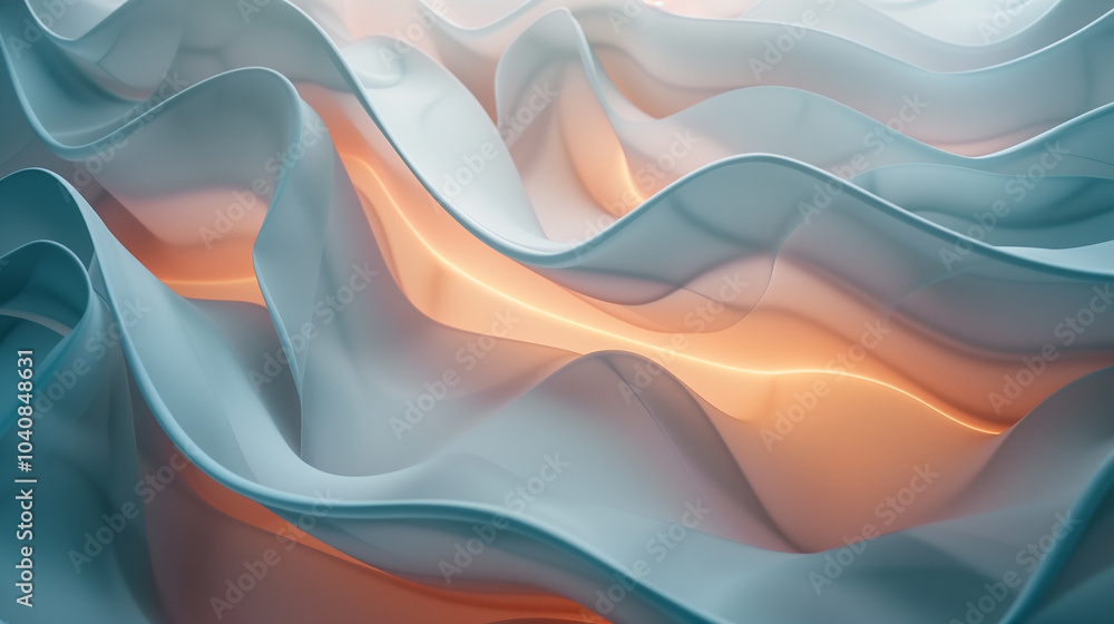 Poster abstract background 3d wallpaper with layered 3d panels with soft light passing through.