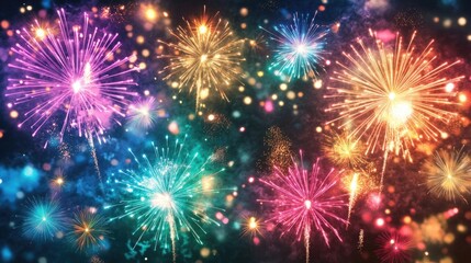 Vibrant Celebration: Fireworks in a Dark Sky