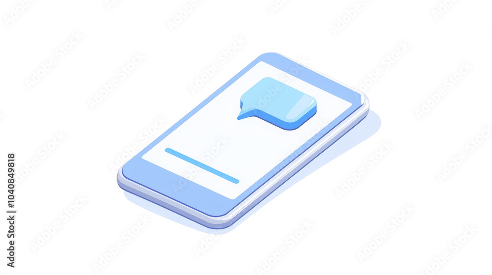 Aufkleber a digital illustration of a smartphone displaying a chat bubble, representing messaging or communica