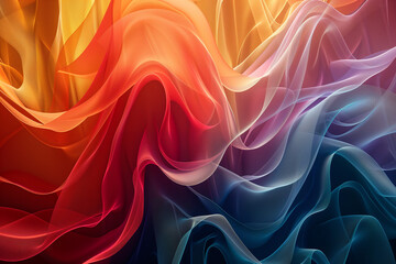 abstract background 3d wallpaper with Colorful wavy shapes in a semi-transparent 3D design.