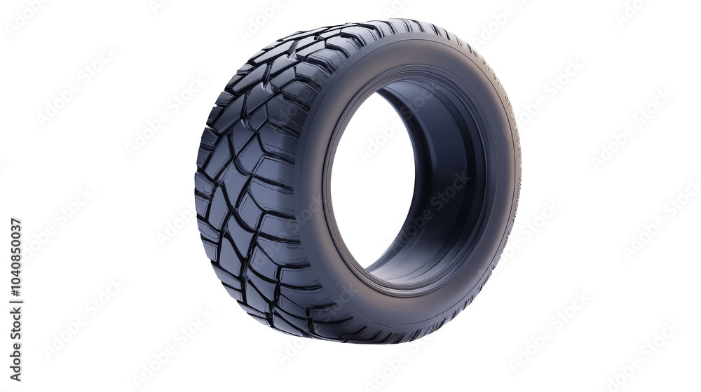 Poster a sleek, modern tire showcasing intricate tread patterns, designed for optimal performance and tract