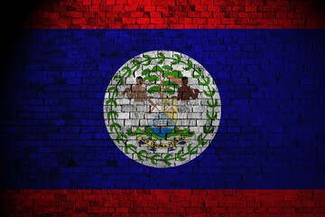 belize flag on a brick wall.