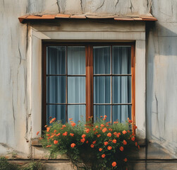 Obraz premium window with flowers