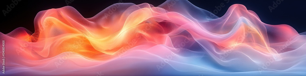 Poster abstract flowing waves of color create a dynamic visual effect.