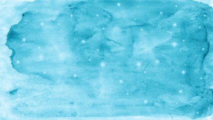 Light blue cyan agua white abstract watercolor water. Art background. Sky cloud snow snowflake star winter frost ice blizzard storm. Christmas Xmas New Year December. Blank template design.