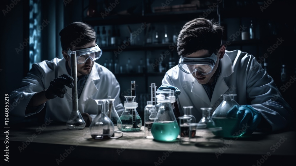 Poster chemical experiments in a lab setting