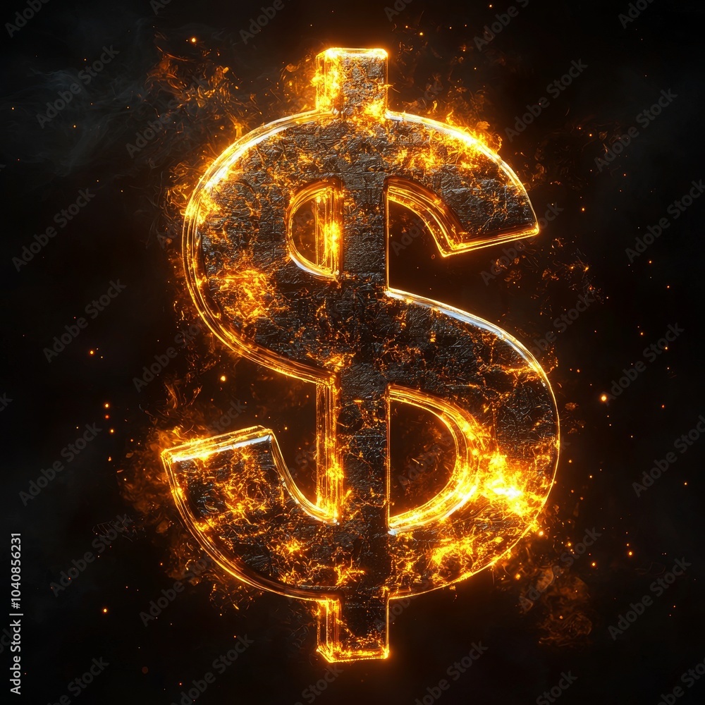 Poster 3d floating dollar sign in abstract style