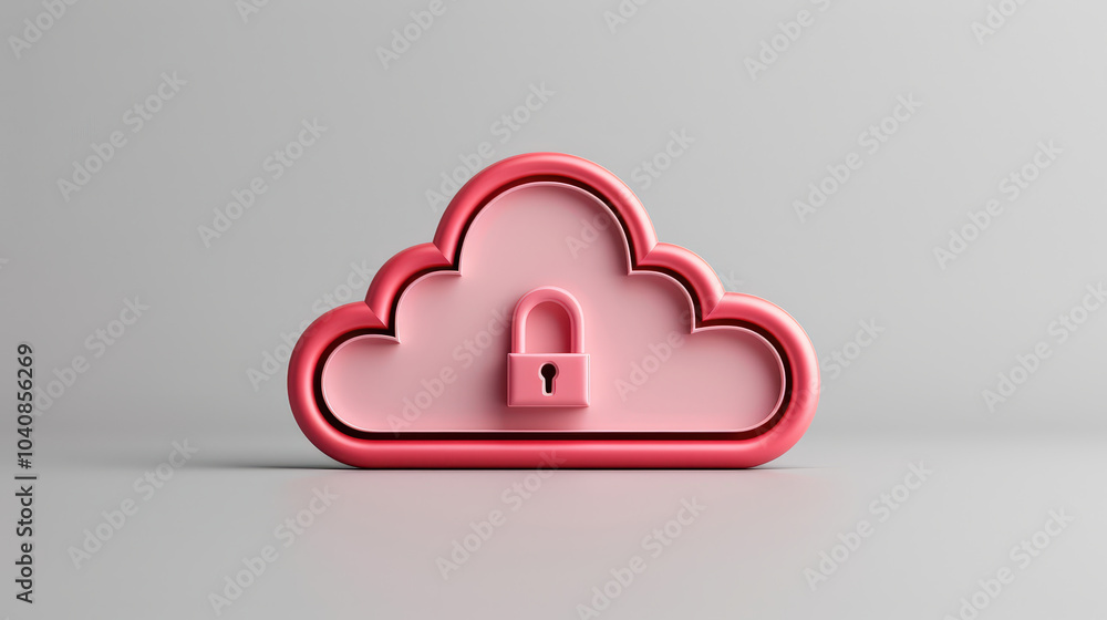 Poster digital cloud icon featuring secure lock symbolizes data protection and privacy in digital realm. th
