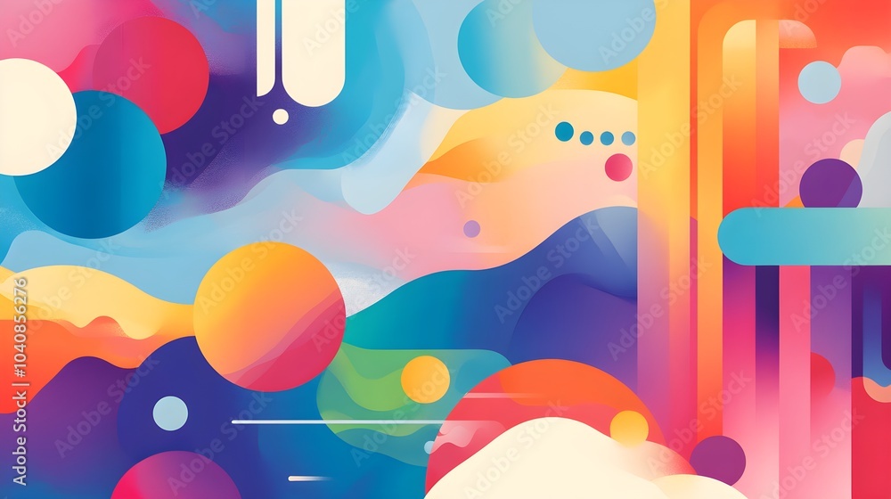 Poster abstract colorful shapes and lines background