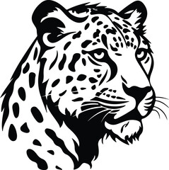 Black silhouette of snow leopard head