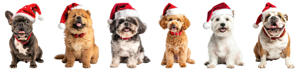 Christmas dog png cut out element set