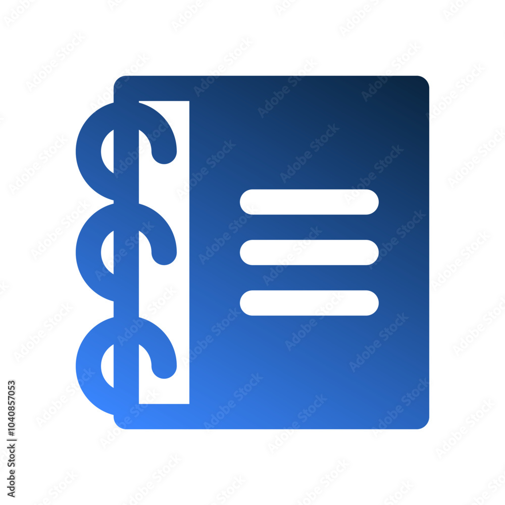 Poster paper binder gradient fill icons. office symbols for business applications and dashboards.