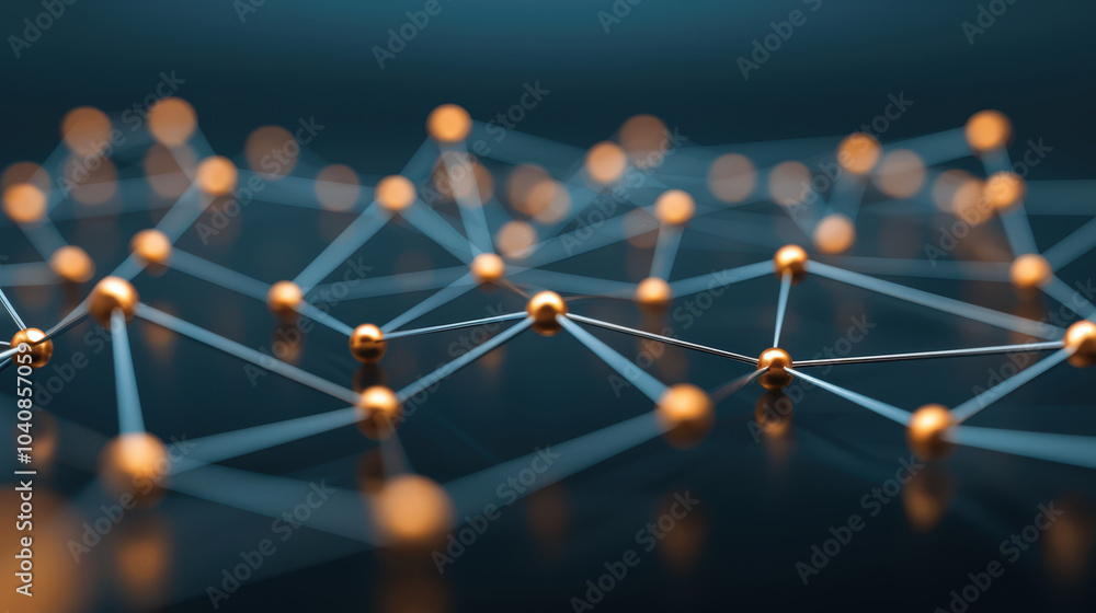 Poster digital network of glowing points and sleek lines creates mesmerizing visual effect, showcasing inte