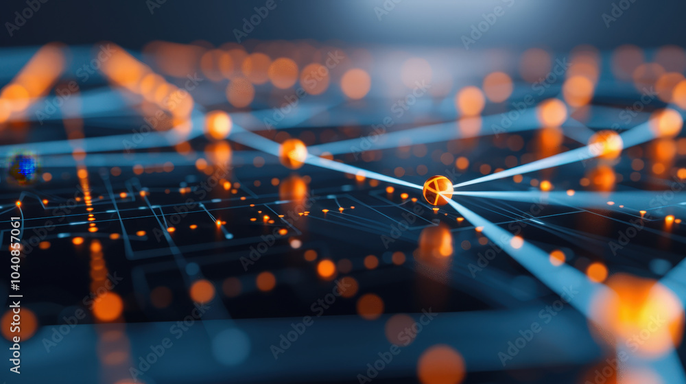 Aufkleber digital network of glowing points and sleek lines creates mesmerizing visual of connectivity and tec