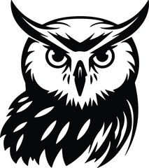 Obraz premium Black silhouette of snowy owl head