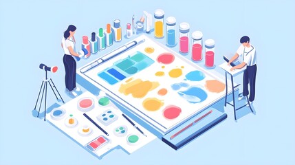 Artist Studio with Color Palette and Supplies