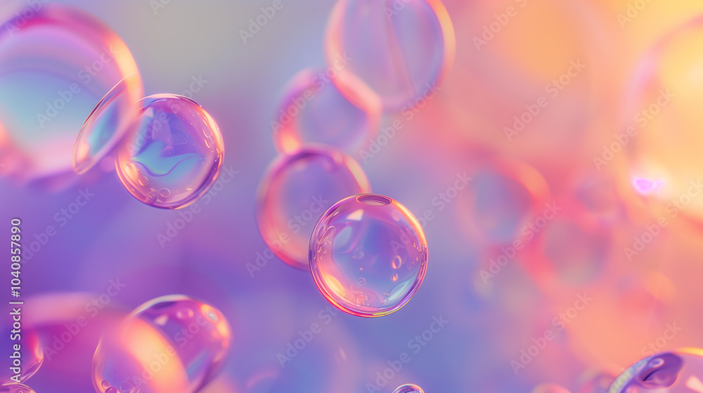 Poster abstract background 3d wallpaper with 3d translucent orbs hovering against a soft gradient.