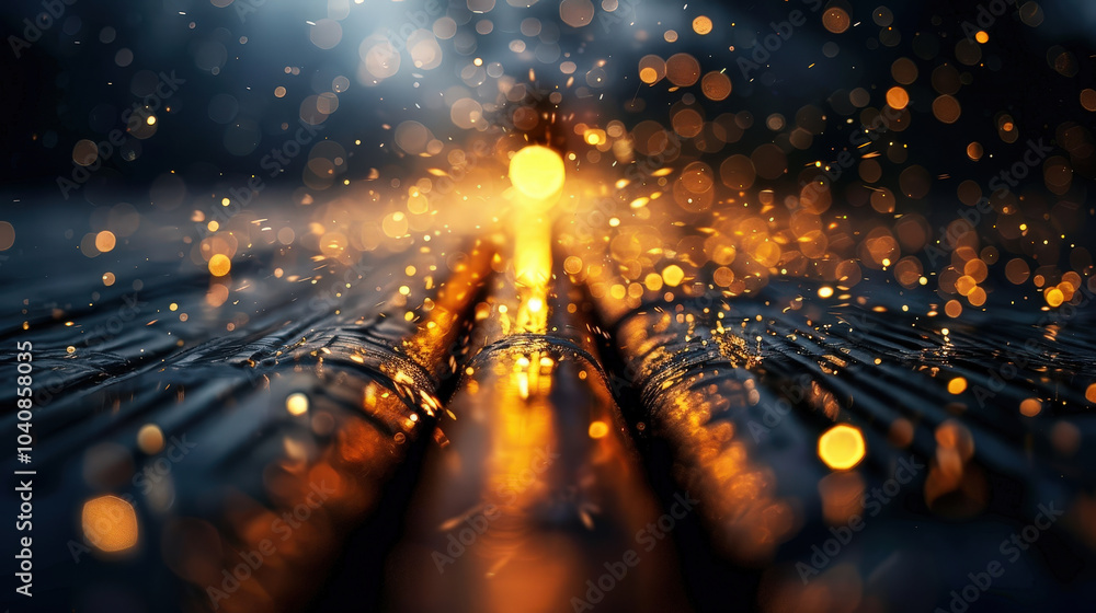 Poster mesmerizing display of sparks and light emanates from steel pipeline, creating captivating underwate