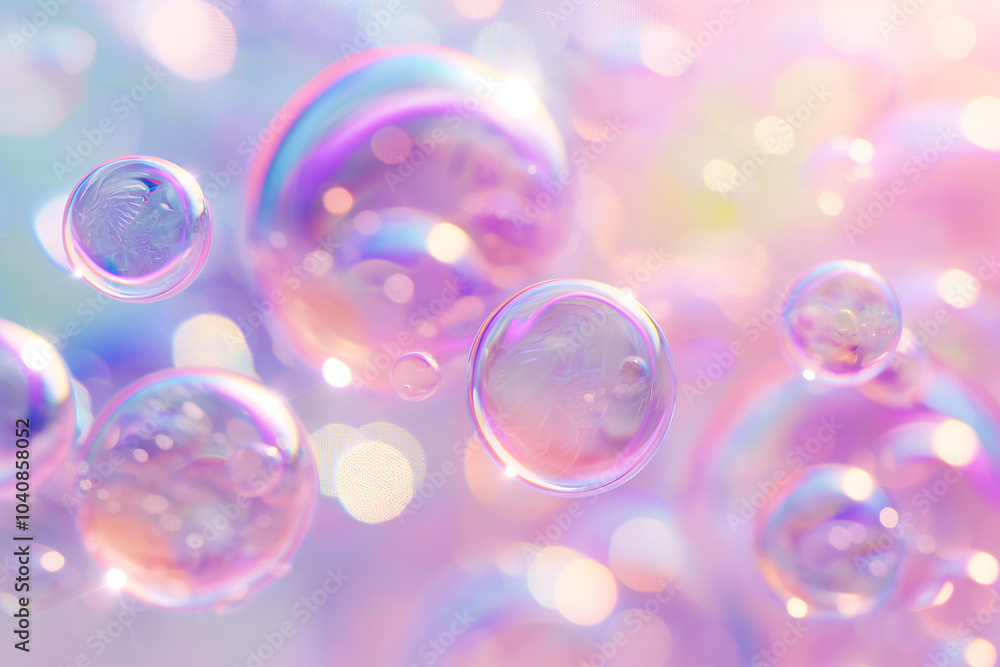 Aufkleber abstract background 3d wallpaper with 3d translucent orbs hovering against a soft gradient.