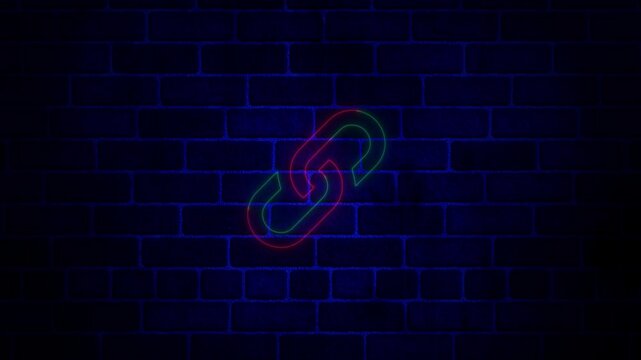neon, glowing network icon video animation on brick wall.Connection, Communication, Teamwork, and Recruitment Symbols for Modern Business and Community Engagemen