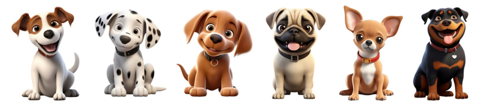 3D sitting dog png cut out element set