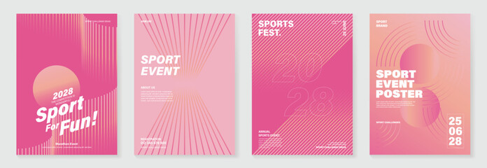 Sport event poster design background vector set. Running sport cover template with vibrant abstract gradient geometric shape. Ideal design for social media, flyer, promotion, card. © TWINS DESIGN STUDIO