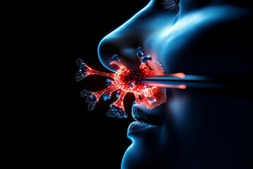 Cilia in the nasal epithelium, sweeping back and forth to clear dust from the respiratory tract