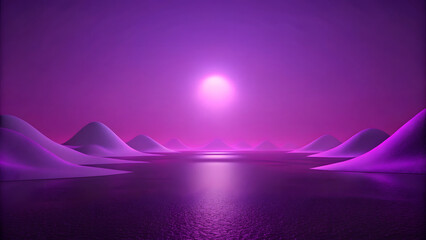 Abstract purple sky with mountains and distant horizon