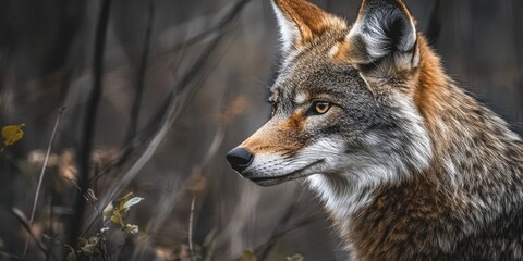 Obraz premium Wilderness Wisdom: A Coyote's Watchful Gaze