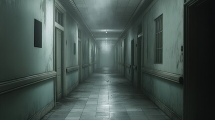 A Long, Dark, and Eerie Hallway in a Run-Down Building
