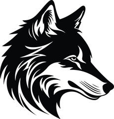 Fototapeta premium Black silhouette of tundra wolf head