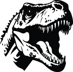 Fototapeta premium Black silhouette of Tyrannosaurus rex head