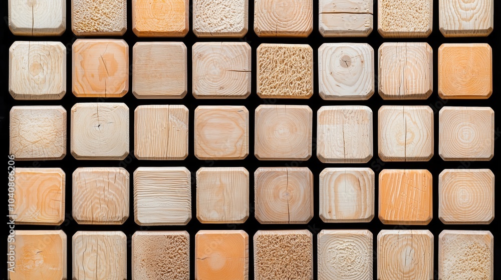 Poster row of wooden blocks with a black background. the blocks are of different sizes and shapes. concept 