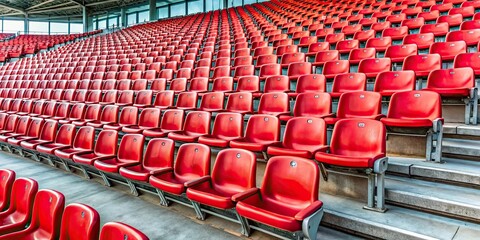 Fototapeta premium Stadium seats in rows at a sports arena , sports, seating, venue, event, stadium, crowd, public, chair, comfort, rows