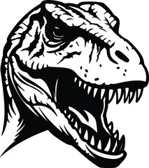 Black silhouette of Velociraptor head