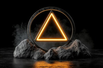 Minimalist golden alchemical symbol, with clean lines representing transformation and balance, glowing softly against a black background