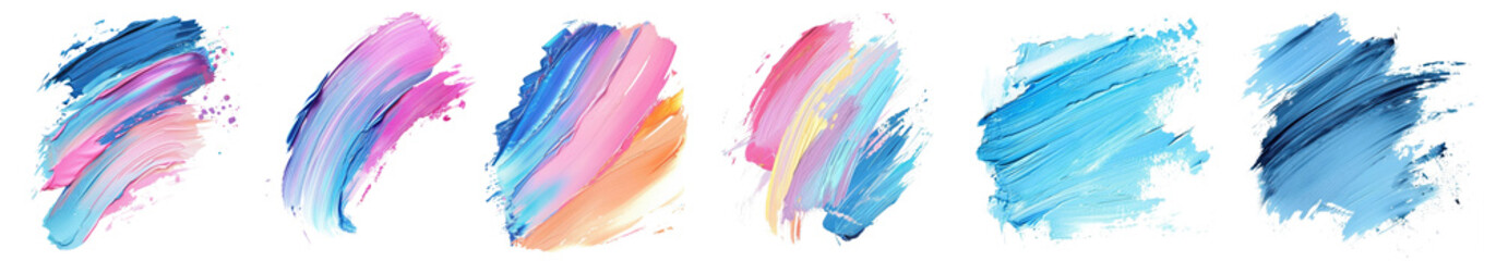 Colorful abstract paint brushstrokes png cut out element set