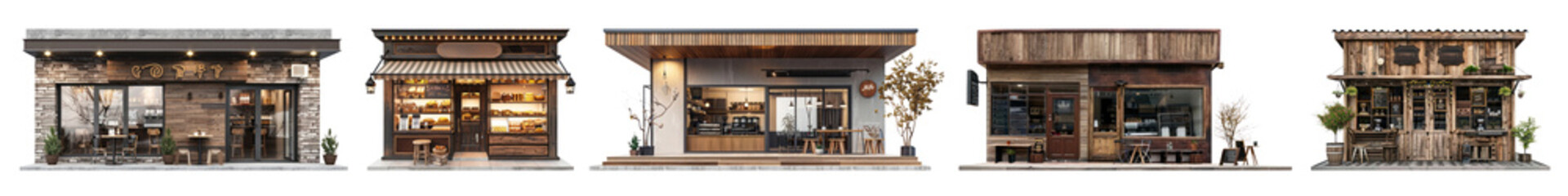 Rustic storefront png cut out element set