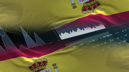 Spain flag - Waving flag on report analytics data statement - Powered by Adobe