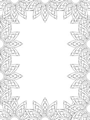 All these designs are hand-drawn and unique 
Flower Border is a Beautiful black and white illustration for adult coloring book,
This is a printable Beautiful Zentangle Coloring page for KDP Interior,