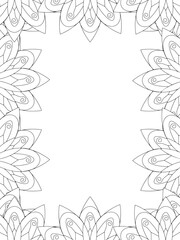 All these designs are hand-drawn and unique 
Flower Border is a Beautiful black and white illustration for adult coloring book,
This is a printable Beautiful Zentangle Coloring page for KDP Interior,