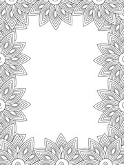 All these designs are hand-drawn and unique 
Flower Border is a Beautiful black and white illustration for adult coloring book,
This is a printable Beautiful Zentangle Coloring page for KDP Interior,