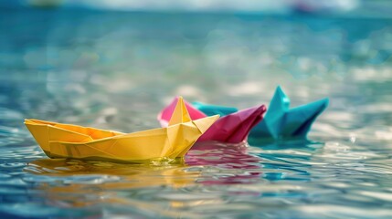 Colorful Paper Boat - a charming and vibrant visual. The playful design captures the essence of creativity and imagination.