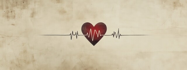 Minimalist heart pulse design, sleek medical symbol, neutral backdrop, modern aesthetic, health and wellness theme, simple elegance