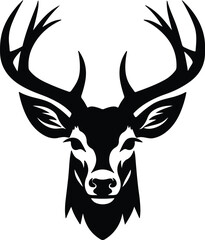 Black silhouette of white-tailed deer head