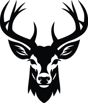 Black silhouette of white-tailed deer head